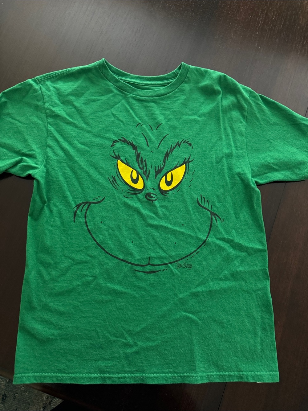 Green Grinch Face Kids T‑Shirt